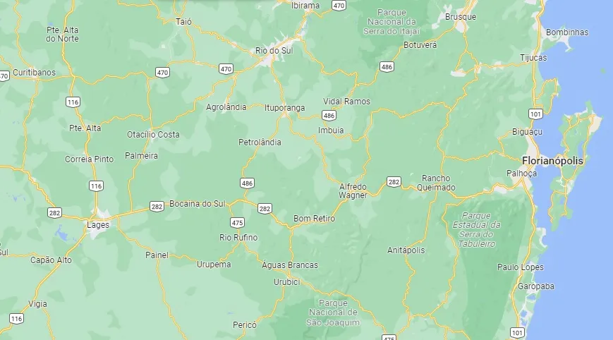 mapa da localização das agências da Sicredi Integração RS/SC 