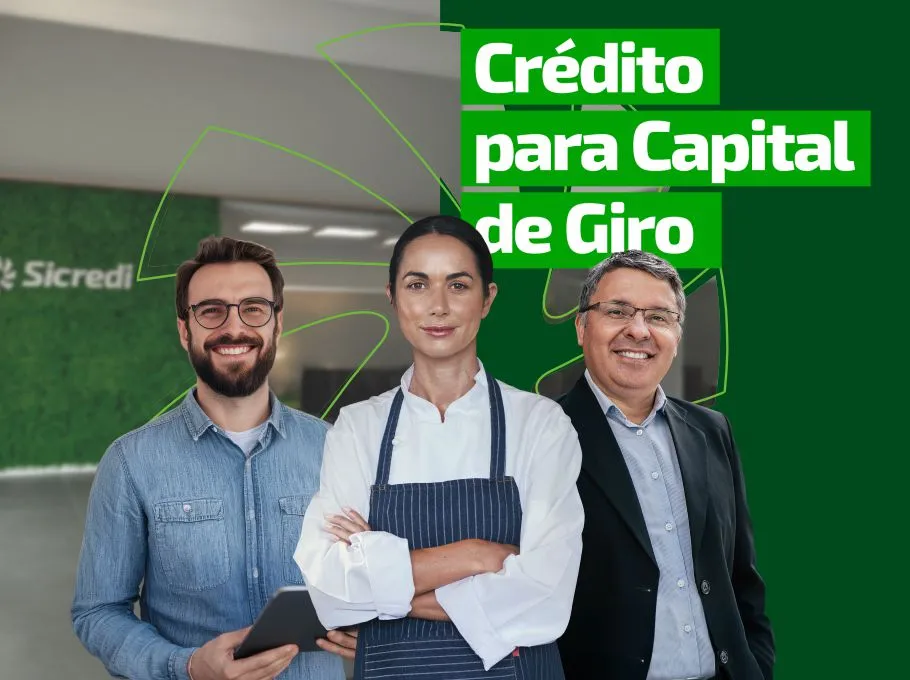  Três empresários que utilizam linhas de crédito para capital de giro no seu negócio. 
