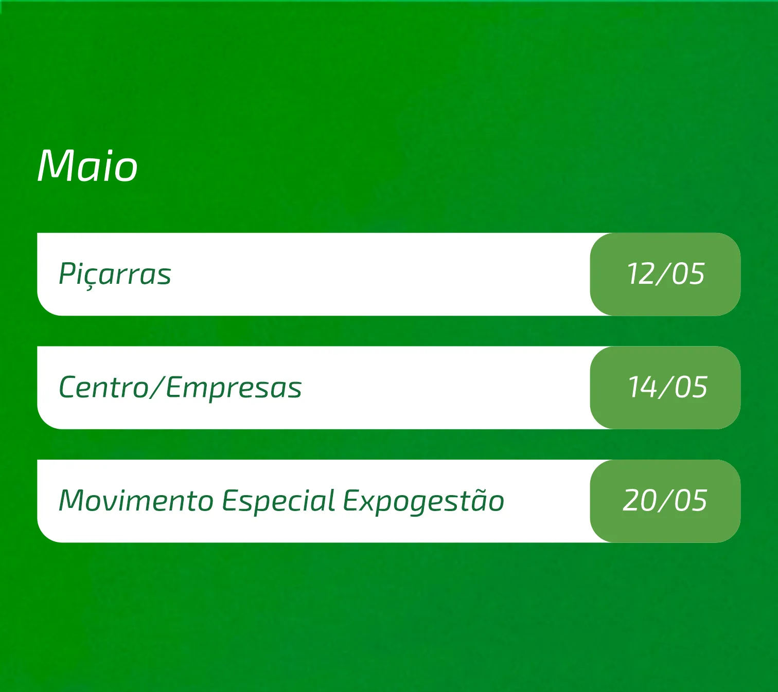 Agenda Maio 