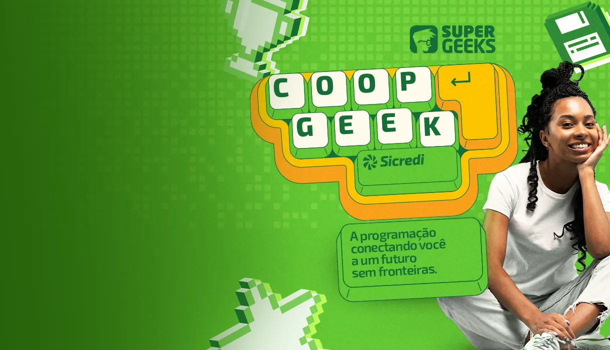  campanha coop geek, mulher estudante negra com camisa branca, sorrindo 