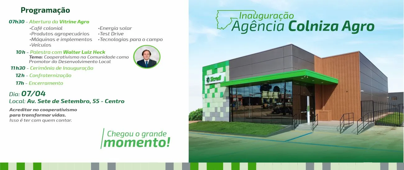 Capa inauguração Agência Colniza Agro 