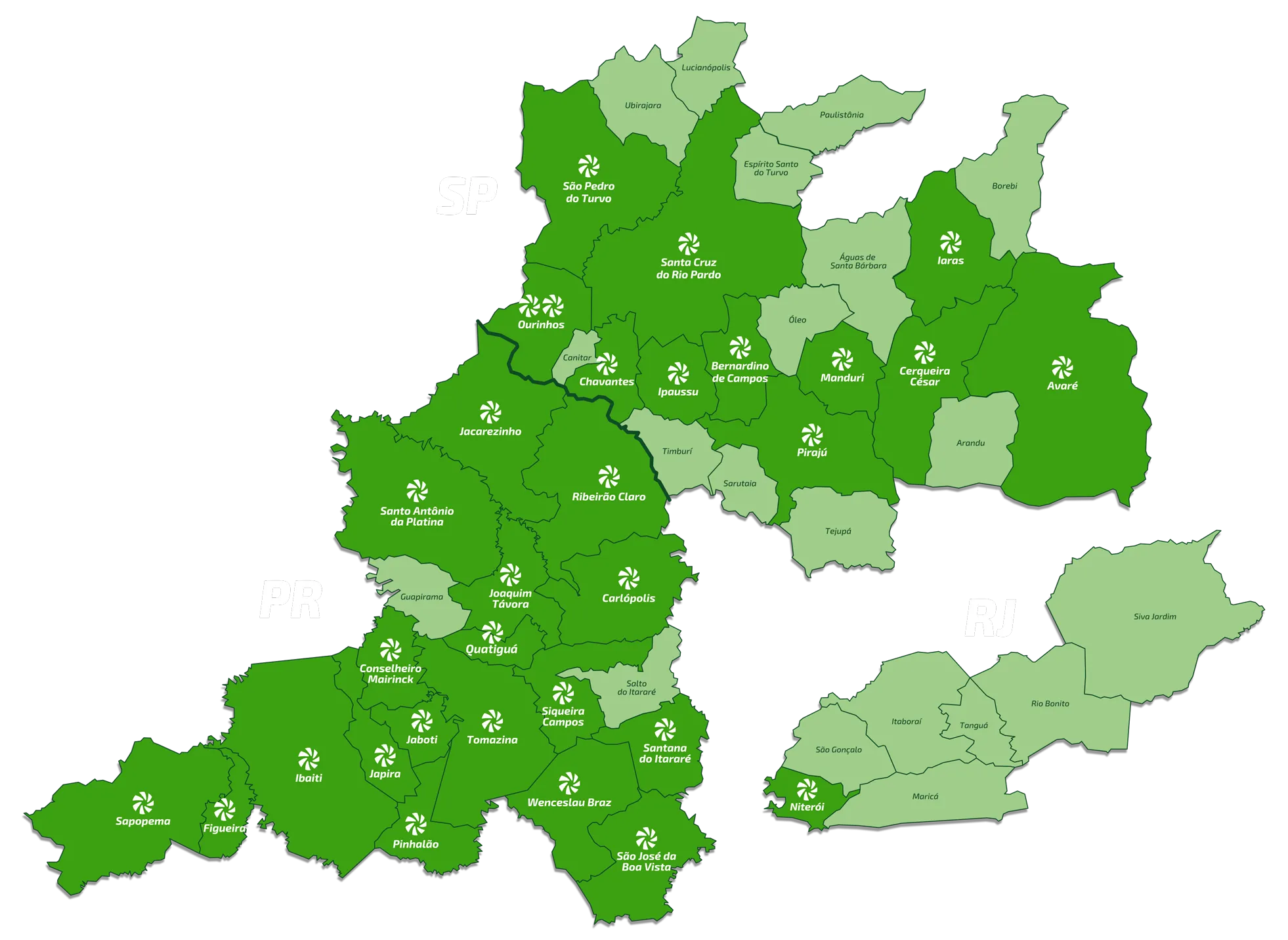  Área de atuação Sicredi Norte Sul 