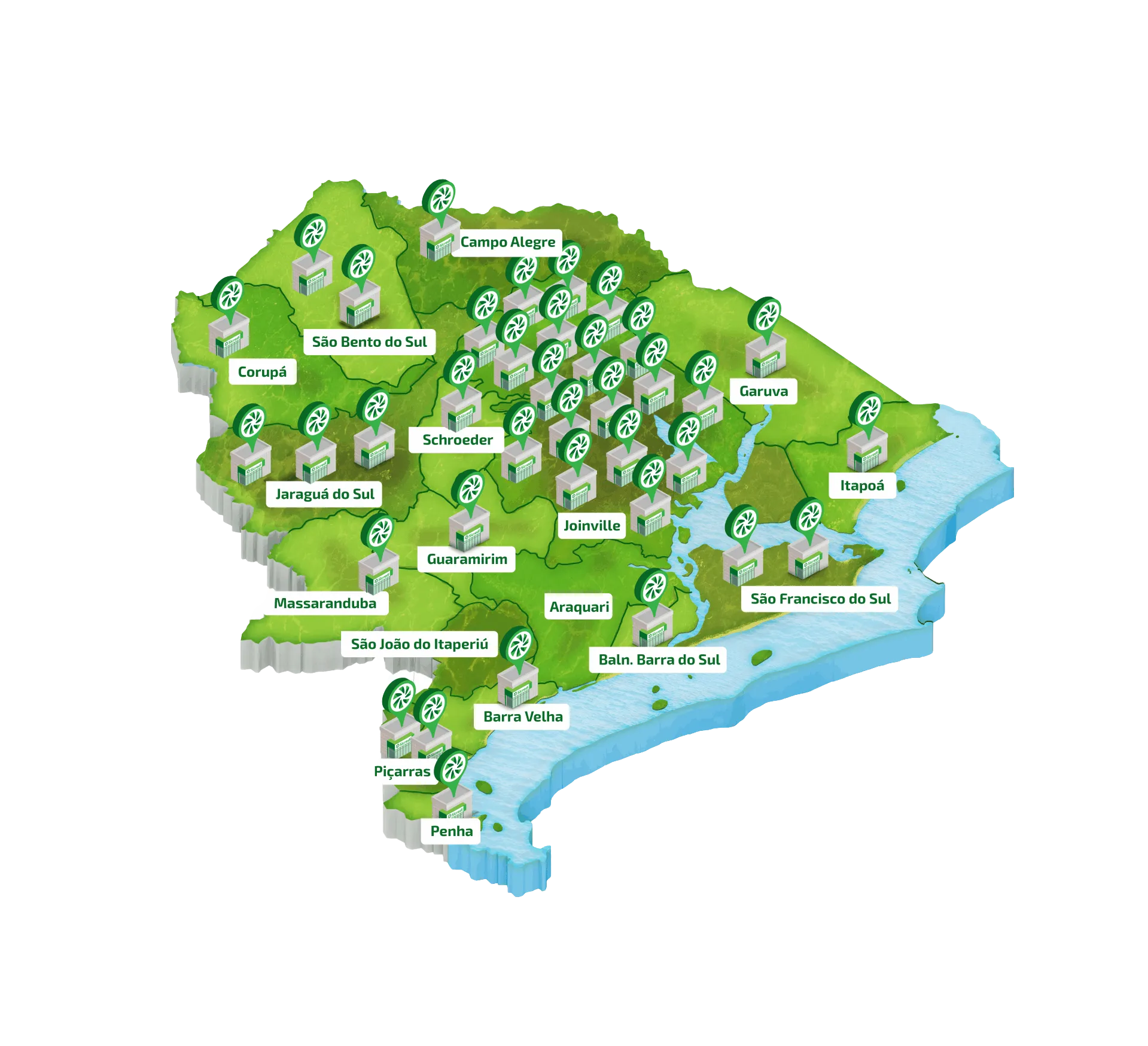  mapa da região mostrando onde temos agências do sicredi 