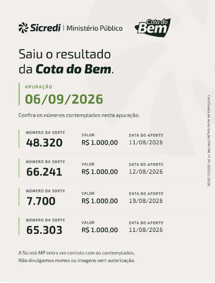  1º Sorteio 