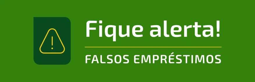  imagem com fundo cinza e os textos "fique alerta! falsos empréstimos" 