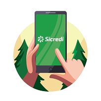 ilustração de associado MEI usando o aplicativo do Sicredi