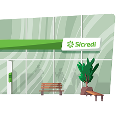 ilustração da fachada de uma agência Sicredi
