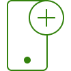 Ícone de celular e símbolo de mais