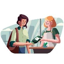  Associada do Sicredi utilizando cartão de crédito em um estabelecimento parceiro. 