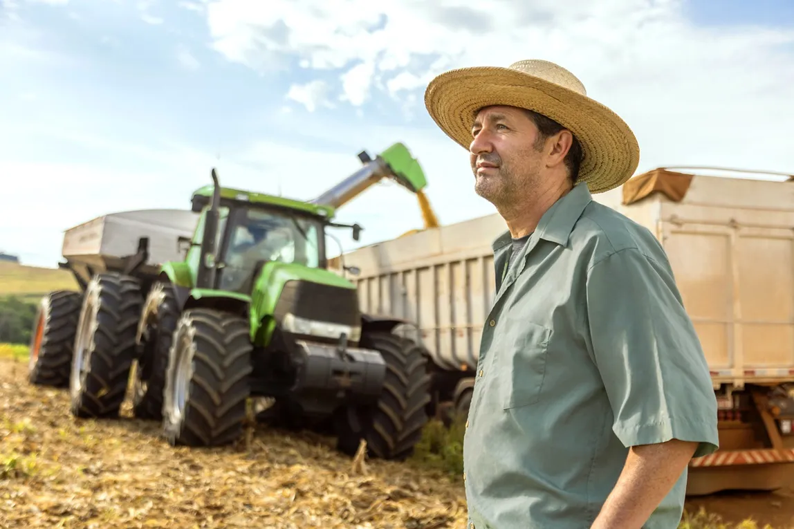  associado produtor rural cuidando da colheita de trigo 