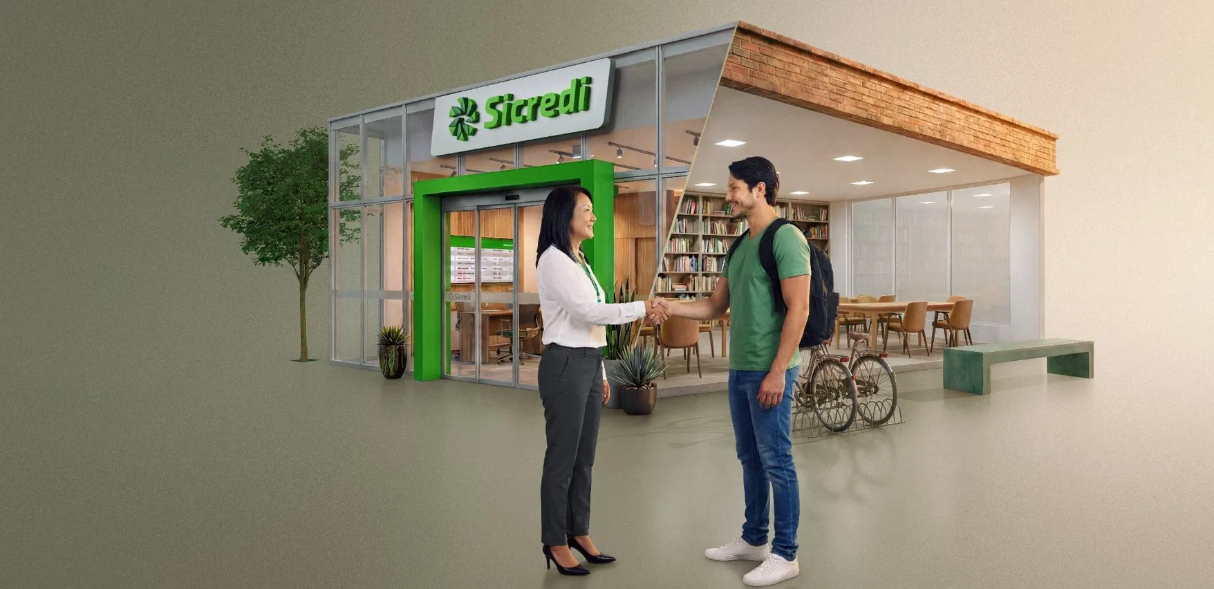  Associado cumprimentando gerente do Sicredi 