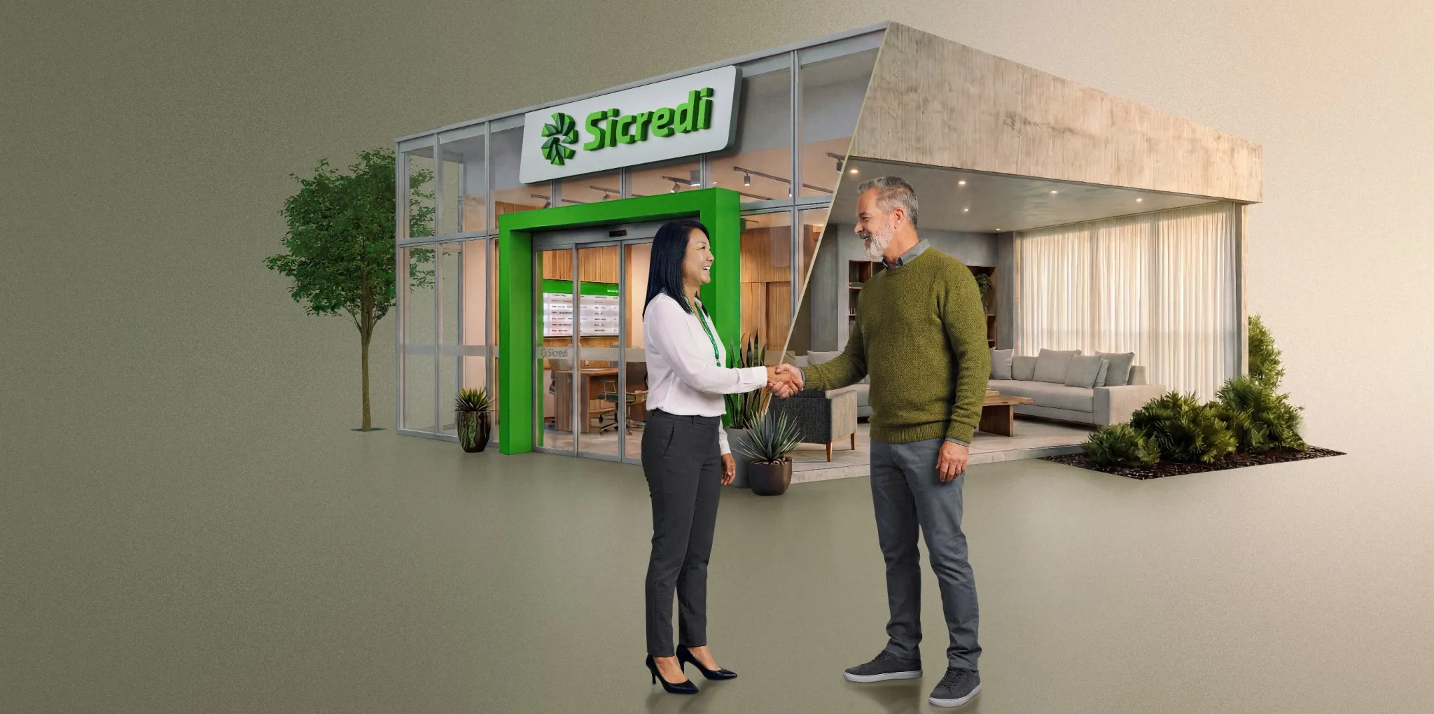  Associado cumprimentando gerente do Sicredi 